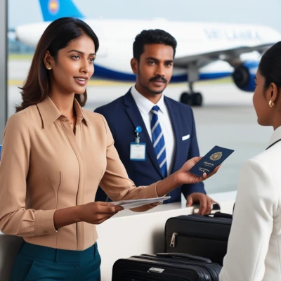 a lady at the airport checkin counter