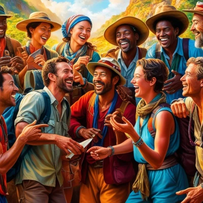 group of people talking happily